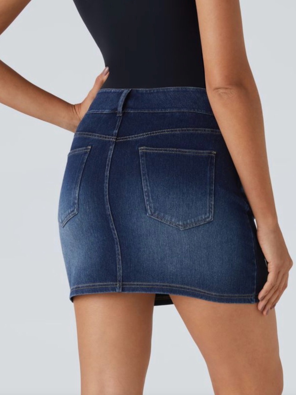 HALARA Dark Blue Denim Mini Skirt - Picture 3 of 8